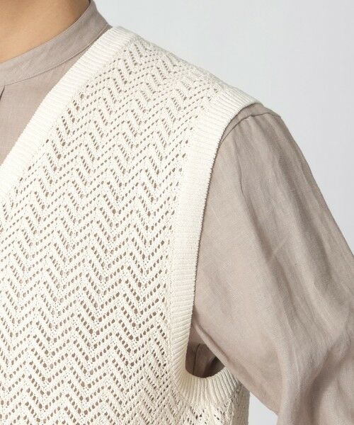 Paul Stuart / ポール・スチュアート ニット・セーター | 【COLLECTION LINE】アイレットヘリンボーン/Vネックベスト | 詳細6