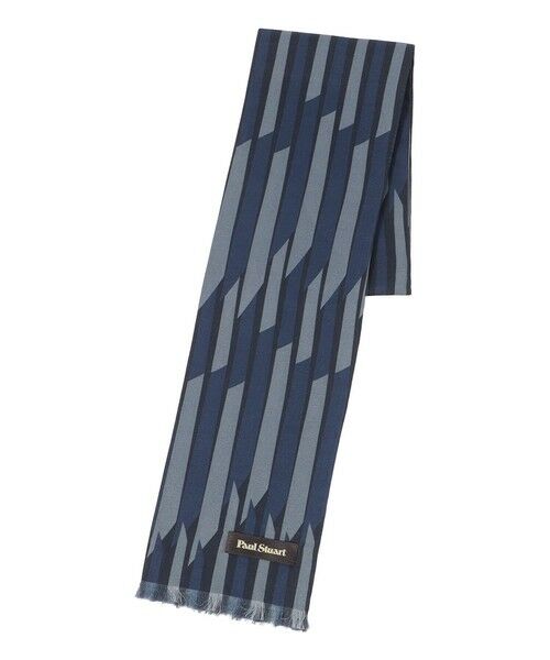 Paul Stuart / ポール・スチュアート マフラー・ショール・スヌード・ストール | ジオメトリック柄ミニストール（ネイビー）