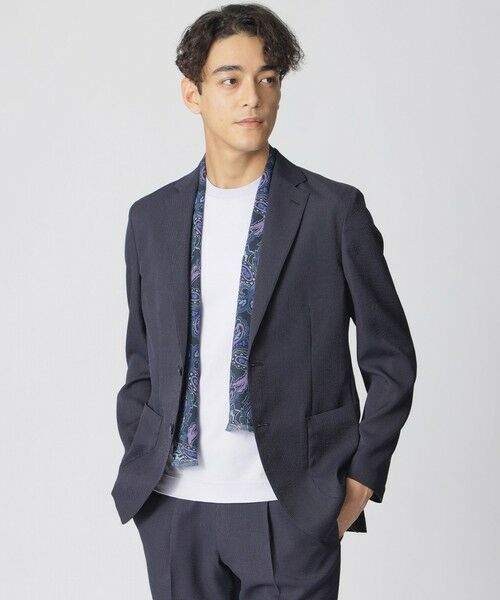 Paul Stuart / ポール・スチュアート その他アウター | 【STUART’S TRAVELER】フロータブル中空サッカージャケット/セットアップ着用可能(ネイビー1)