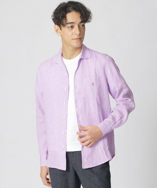 Paul Stuart / ポール・スチュアート シャツ・ブラウス | シャンブレーリネンシャツ(パープル系4)