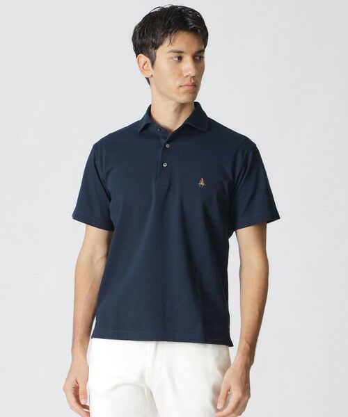 Paul Stuart / ポール・スチュアート カットソー | 鹿の子カッタウェイポロシャツ（ネイビー1）