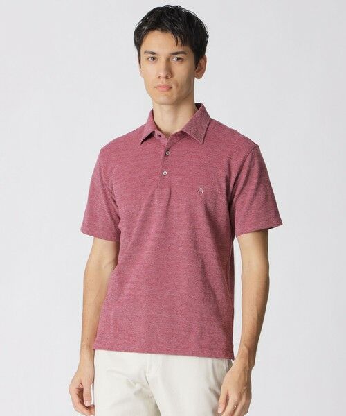 Paul Stuart / ポール・スチュアート カットソー | メランジツイストポロシャツ（レッド系6）