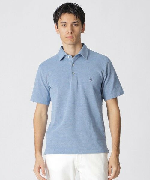 Paul Stuart / ポール・スチュアート カットソー | メランジツイストポロシャツ（ブルー系4）