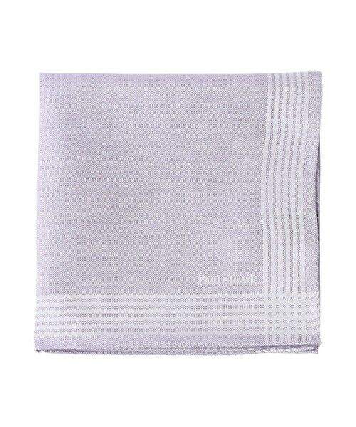 Paul Stuart / ポール・スチュアート その他小物 | シルクリネンフレームジャガードチーフ（パープル系2）