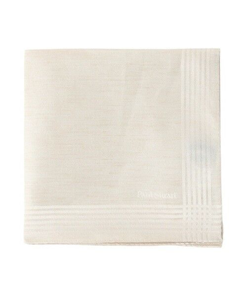 Paul Stuart / ポール・スチュアート その他小物 | シルクリネンフレームジャガードチーフ（ベージュ系）