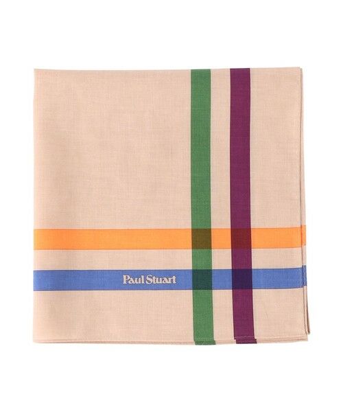 Paul Stuart / ポール・スチュアート その他小物 | カラーラインプリントハンカチ（ベージュ系2）