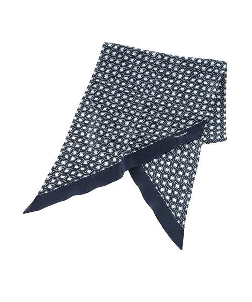Paul Stuart / ポール・スチュアート マフラー・ショール・スヌード・ストール | スクエアジオメトリックストール（ネイビー）