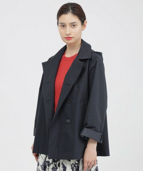 Paul Stuart / ポール・スチュアート その他アウター | 【ウォッシャブル/はっ水/防しわ性】ダブルシレーソロタフタ　コート（ネイビー）