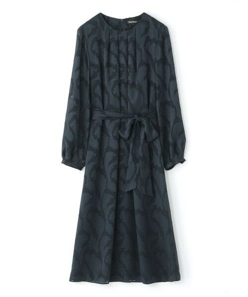 Paul Stuart / ポール・スチュアート ロング・マキシ丈ワンピース | 【ウォッシャブル】シフォンカットジャカード　ワンピース（ネイビー）