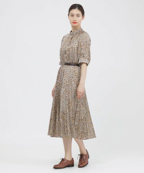 Paul Stuart / ポール・スチュアート ロング・マキシ丈ワンピース | 【ウォッシャブル】テクスチャープリント　ワンピース | 詳細1