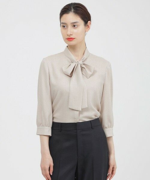 Paul Stuart / ポール・スチュアート シャツ・ブラウス | 【WEB・一部店舗限定/ウォッシャブル】スクエアドットプリント　ブラウス（キャメル）