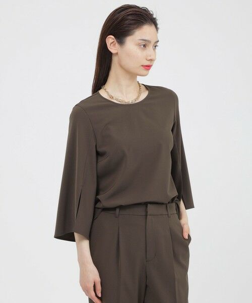 Paul Stuart / ポール・スチュアート シャツ・ブラウス | 【ウォッシャブル/防しわ性】ソフトストレッチ　ブラウス（ブラウン）