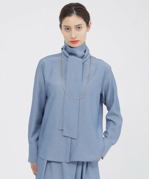 Paul Stuart / ポール・スチュアート シャツ・ブラウス | 【ウォッシャブル/接触冷感】シャルマンダンガリー　ブラウス（ブルー1）