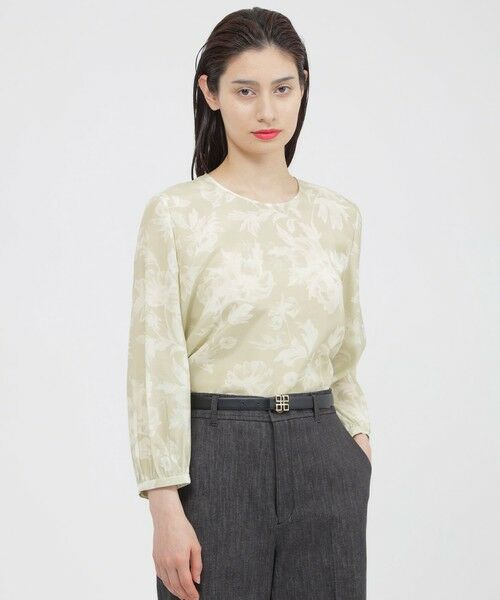 Paul Stuart / ポール・スチュアート シャツ・ブラウス | 【ウォッシャブル/接触冷感】シアーフラワープリント　ブラウス（ベージュ）