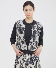 Paul Stuart / ポール・スチュアート ニット・セーター | 【ウォッシャブル】シャイニーストレッチ/シアーフラワープリント　カーディガン