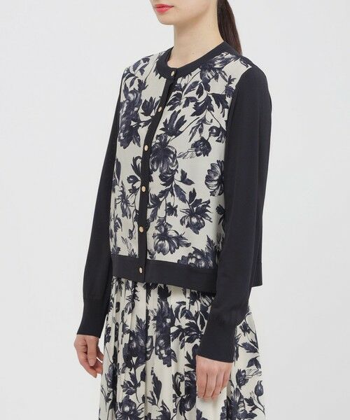 Paul Stuart / ポール・スチュアート ニット・セーター | 【ウォッシャブル】シャイニーストレッチ/シアーフラワープリント　カーディガン | 詳細4