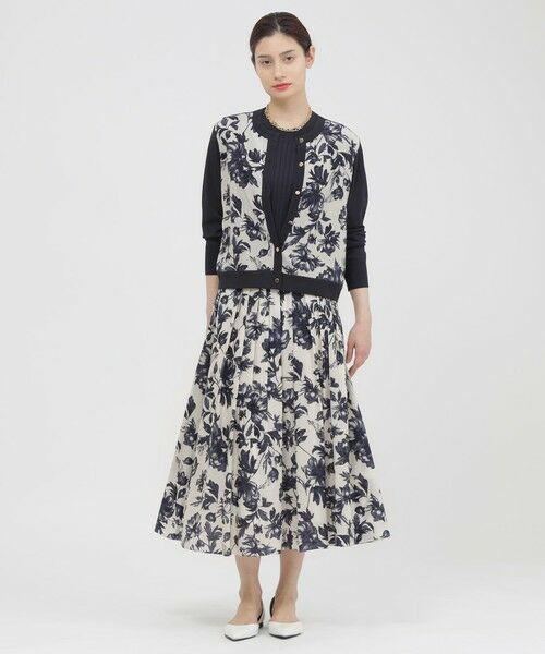 Paul Stuart / ポール・スチュアート ニット・セーター | 【ウォッシャブル】シャイニーストレッチ/シアーフラワープリント　カーディガン | 詳細2