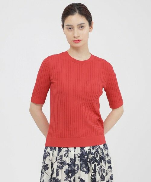 Paul Stuart / ポール・スチュアート ニット・セーター | 【ウォッシャブル】シャイニーストレッチ　プルオーバー（オレンジ）