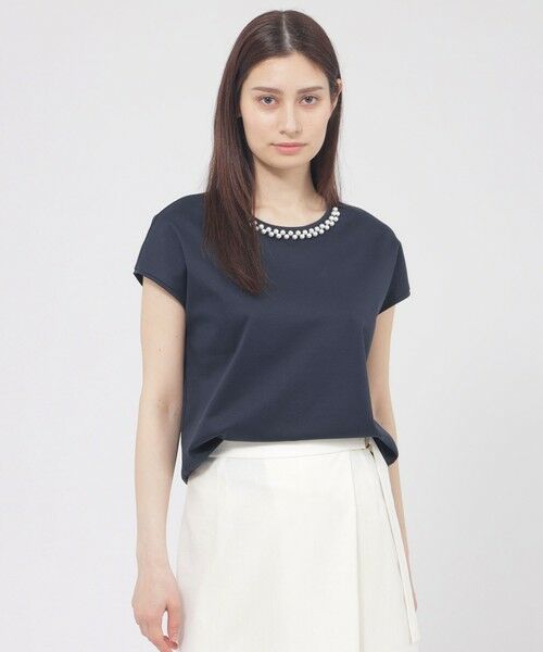 Paul Stuart / ポール・スチュアート カットソー | 【予約販売/ウォッシャブル/接触冷感】超冷感スムース　プルオーバー（ネイビー）