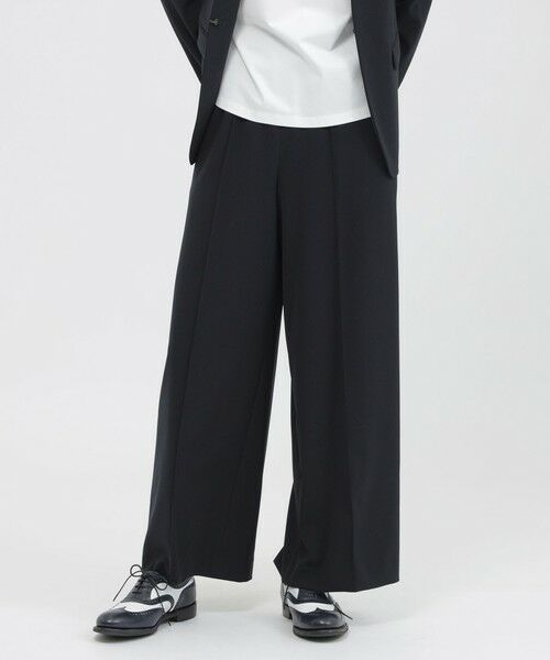 Paul Stuart / ポール・スチュアート パンツ | 【ウォッシャブル/防しわ性】ソフトストレッチ　ワイドパンツ（ネイビー）