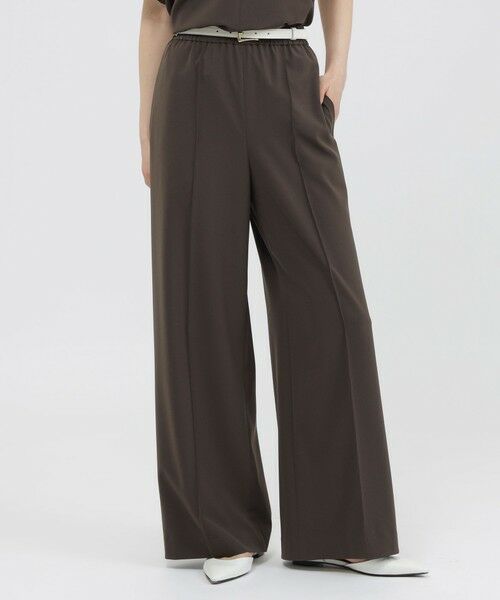 Paul Stuart / ポール・スチュアート パンツ | 【ウォッシャブル/防しわ性】ソフトストレッチ　ワイドパンツ（ブラウン）