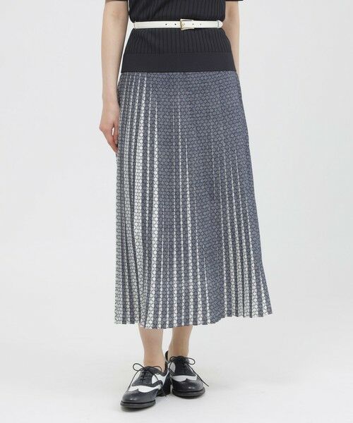 Paul Stuart / ポール・スチュアート スカート | 【ウォッシャブル】サークルレース風プリント　スカート（インディゴ1）