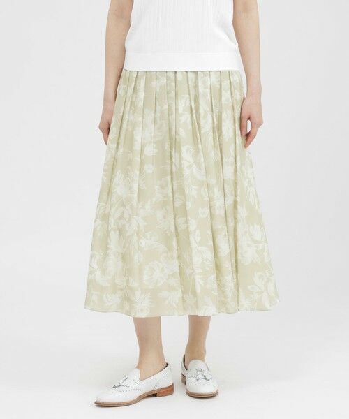 Paul Stuart / ポール・スチュアート スカート | 【ウォッシャブル/接触冷感】シアーフラワープリント　スカート（ベージュ）