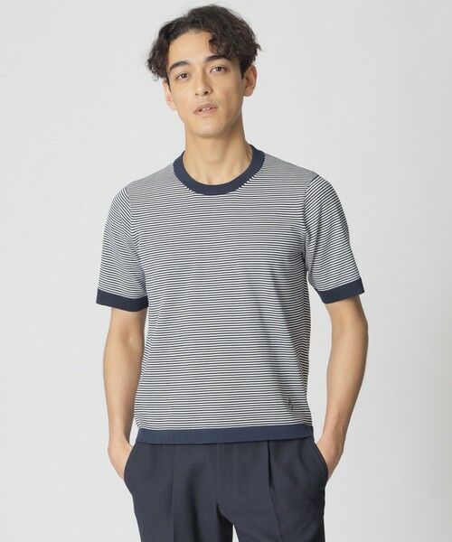 Paul Stuart / ポール・スチュアート ニット・セーター | 【STUART’S TRAVELER】ドレスニットTシャツ（ネイビー）