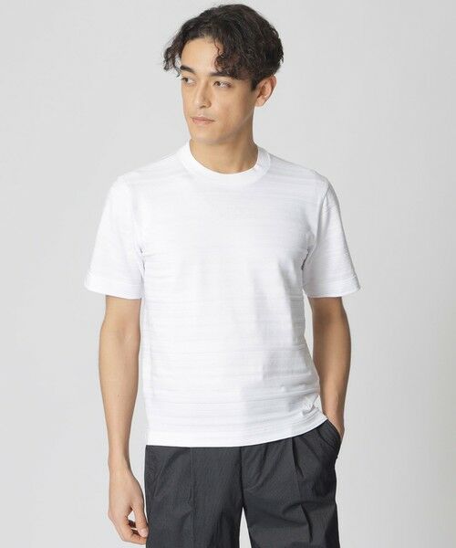 Paul Stuart / ポール・スチュアート カットソー | リンクスシャドウボーダー半袖Tシャツ（ホワイト）