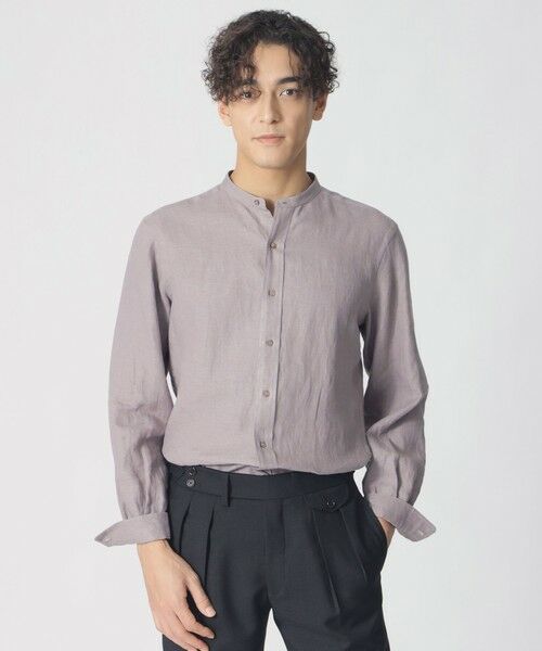 Paul Stuart / ポール・スチュアート シャツ・ブラウス | 【COLLECTION LINE】バンドカラー/スポーツシャツ（パープル系2）