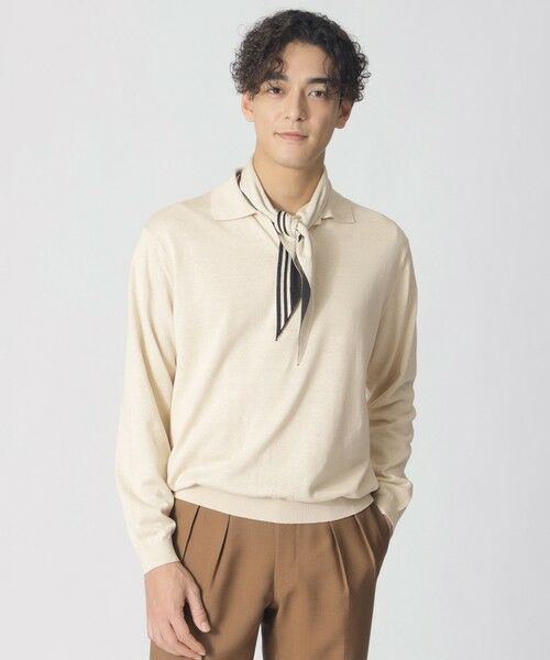 Paul Stuart / ポール・スチュアート ニット・セーター | 【COLLECTION LINE】シルクコットン/スキッパーニットポロシャツ（オフホワイト）