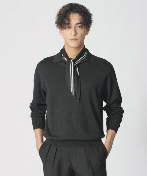 Paul Stuart / ポール・スチュアート ニット・セーター | 【COLLECTION LINE】シルクコットン/スキッパーニットポロシャツ（ブラック）