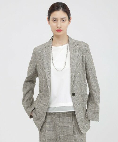 Paul Stuart / ポール・スチュアート その他アウター | 【eclat掲載】【予約販売/ウォッシャブル】チェックリネン　ジャケット（キャメル）