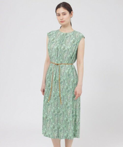 Paul Stuart / ポール・スチュアート ロング・マキシ丈ワンピース | 【Nikkei Magazine掲載】【ウォッシャブル】ペイズリー　ワンピース（ライム）