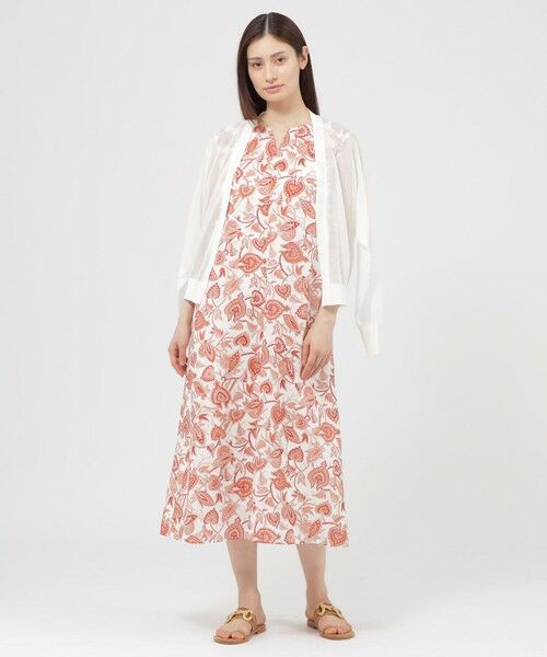 Paul Stuart / ポール・スチュアート ロング・マキシ丈ワンピース | 【ウォッシャブル】スラブマットサラサプリント　ワンピース | 詳細3