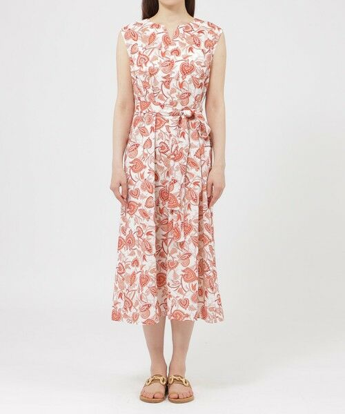 Paul Stuart / ポール・スチュアート ロング・マキシ丈ワンピース | 【ウォッシャブル】スラブマットサラサプリント　ワンピース | 詳細4