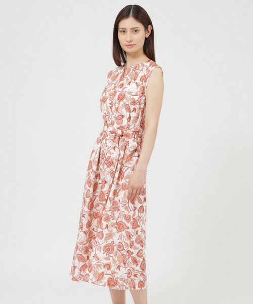 Paul Stuart / ポール・スチュアート ロング・マキシ丈ワンピース | 【ウォッシャブル】スラブマットサラサプリント　ワンピース | 詳細14