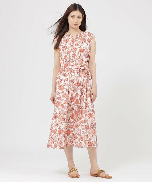 Paul Stuart / ポール・スチュアート ロング・マキシ丈ワンピース | 【ウォッシャブル】スラブマットサラサプリント　ワンピース | 詳細2