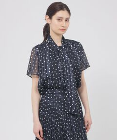 Paul Stuart / ポール・スチュアート シャツ・ブラウス | 【eclat掲載】【予約販売/ウォッシャブル】シアーストライプスクエアプリント　ブラウス