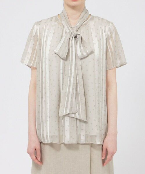 Paul Stuart / ポール・スチュアート シャツ・ブラウス | 【eclat掲載】【予約販売/ウォッシャブル】シアーストライプスクエアプリント　ブラウス | 詳細4