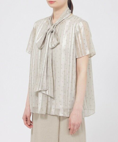 Paul Stuart / ポール・スチュアート シャツ・ブラウス | 【eclat掲載】【予約販売/ウォッシャブル】シアーストライプスクエアプリント　ブラウス | 詳細5