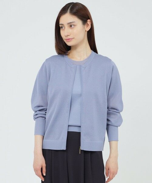 Paul Stuart / ポール・スチュアート ニット・セーター | 【WEB・一部店舗限定】【ウォッシャブル】シアーニット　カーディガン（ブルー）