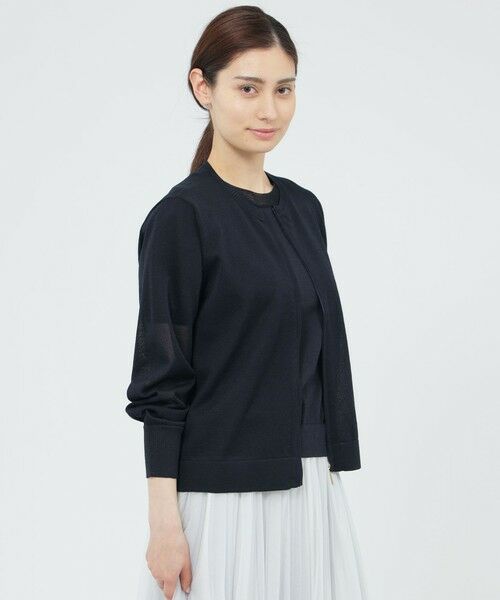 Paul Stuart / ポール・スチュアート ニット・セーター | 【WEB・一部店舗限定】【ウォッシャブル】シアーニット　カーディガン（ネイビー）