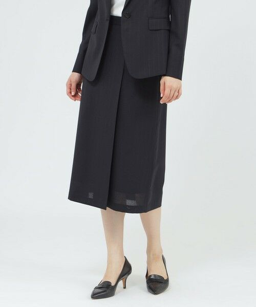 Paul Stuart / ポール・スチュアート スカート | 【ウォッシャブル】ブリーザブルストライプ　スカート（ブラック1）