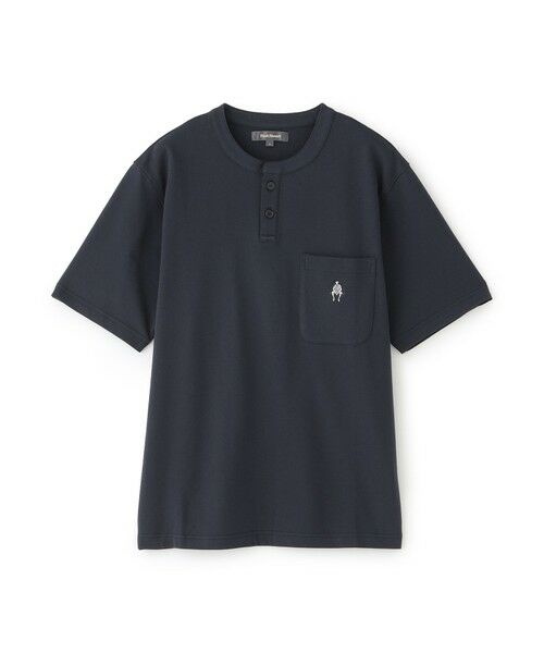 Paul Stuart / ポール・スチュアート 服飾雑貨 | 【WEB・一部店舗限定】鹿の子ムジ 半袖ヘンリーネックTシャツ/セットアップ着用可能（ネイビー1）