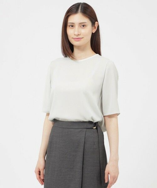 Paul Stuart / ポール・スチュアート シャツ・ブラウス | 【ウォッシャブル】バックサテンアムンゼン ブラウス(ライトグレー)