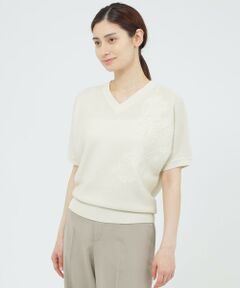 Paul Stuart / ポール・スチュアート ニット・セーター | 【WEB・一部店舗限定/ウォッシャブル】フラワーエンブロイダリー　プルオーバー
