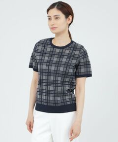 Paul Stuart / ポール・スチュアート ニット・セーター | 【WEB・一部店舗限定/ウォッシャブル】チェックジャカード　プルオーバー