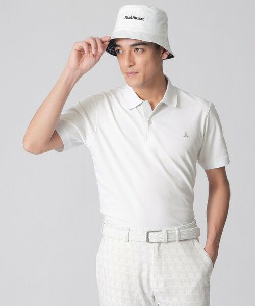 Paul Stuart / ポール・スチュアート カットソー | 【GOLF Men’s/吸水速乾/UVカット/保型性/イージーケア】PSアイコニックロゴ半袖ポロシャツ（ホワイト）