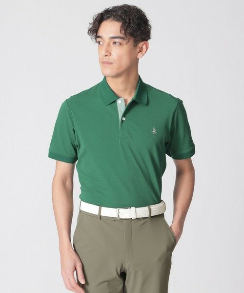 Paul Stuart / ポール・スチュアート カットソー | 【GOLF Men’s/吸水速乾/UVカット/保型性/イージーケア】PSアイコニックロゴ半袖ポロシャツ（カーキ）